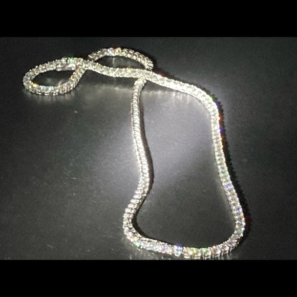 925 Silver Moissanite Tennis Chain Necklace 18” 20” 22” 24” 3mm - Picture 7 of 11